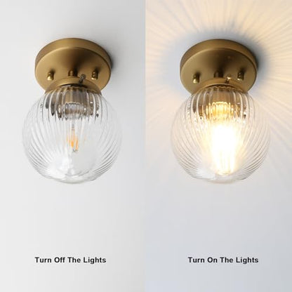 Yosoan Antique Striped Glass Indoor Flush Mount Hallway Ceiling Light - color: Antique