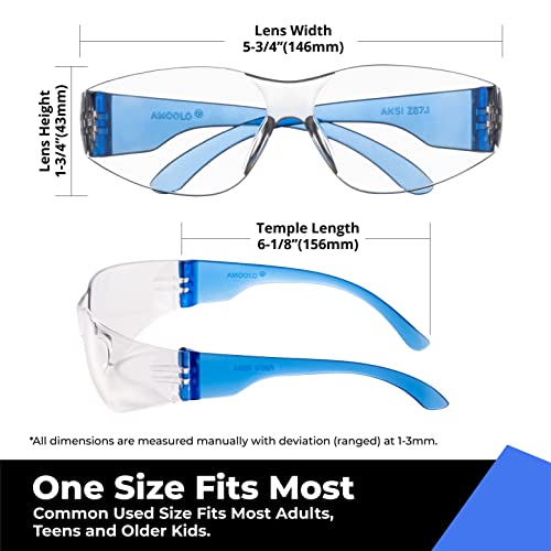 amoolo Blue Safety Glasses, ANSI Z87.1 Impact Resistant, 24 Pack, Adult - color: Blue, size: Adult's Size - 24 Pack