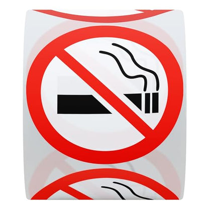 HYBSK No Smoking Logo Labels Glossy Paper Public Warning Stickers 300pcs Total Per Roll (2 inch) - size: 2 inch