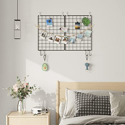 C&AHOME Photo Wall Display Set of 2, Wall Grid Panel, 17.7" x 25.6", Black - color: Black, size: 15.7 x 11.8 (40x30cm)