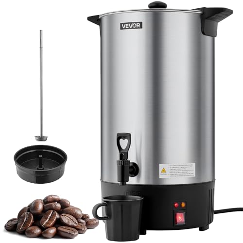 VEVOR Commercial Coffee Urn, 100 Cup 15 L Hot Beverage Dispenser with Dripless Faucet, Quick-Brewing Stainless Steel Large Commercial Coffee Maker, for Catering, Business, Party, Church & Restaurant - size: 100Cups