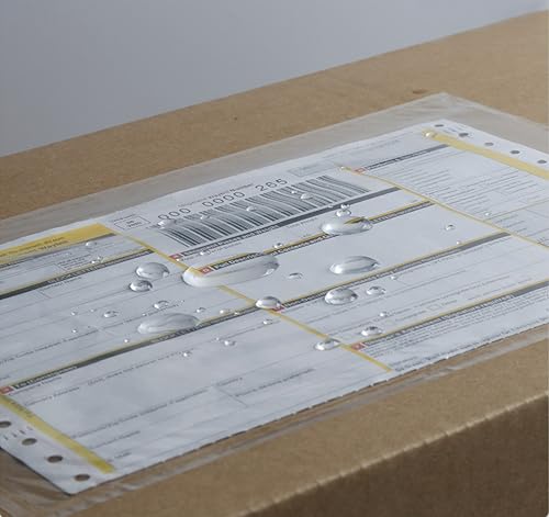 Clear Shipping Label Sleeves 7" x 5.7" – Packing Slip Pouches with Strong Adhesive – Waterproof Packing List Envelopes 100 Pack – Durable Label Pouches for Shipping