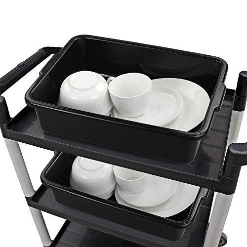 8 Liters Plastic Commercial Bus Tub Set of 4, Black Dish Pans - size: 8 L