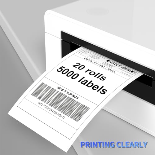 FungLam 4"X6" Thermal Shipping Labels, 5000 Labels, 20 Rolls, Compatible with Rollo, Munbyn, iDPRT Thermal Printers - size: 20 Rolls