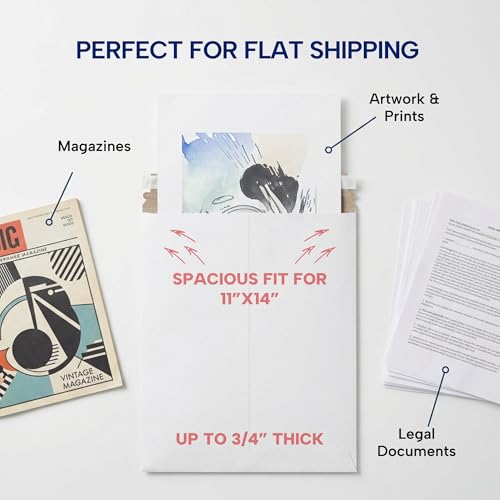 BOX USA Rigid Mailers 12.75 x 15 (100-Pack) - Cardboard Mailer Envelopes for Photos, Artwork, Certificates - Stay Flat - size: 12.75" x 15" (100-Pack)