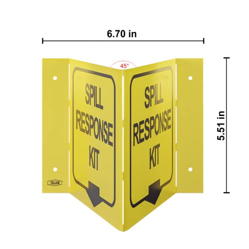 Stay Safe with our OSHA Compliant Folded Projecting Spill Kit Sign - 5"x7", 1mm Aluminum, Essential Workplace Safety Sign - color: Spill