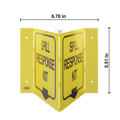 Stay Safe with our OSHA Compliant Folded Projecting Spill Kit Sign - 5"x7", 1mm Aluminum, Essential Workplace Safety Sign - color: Spill