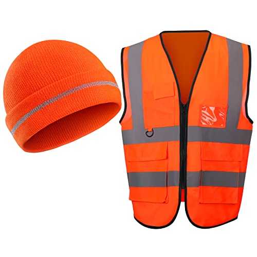 Funtery 2 pcs Halloween Orange Hunting Vest High Visibility Safety Clothes