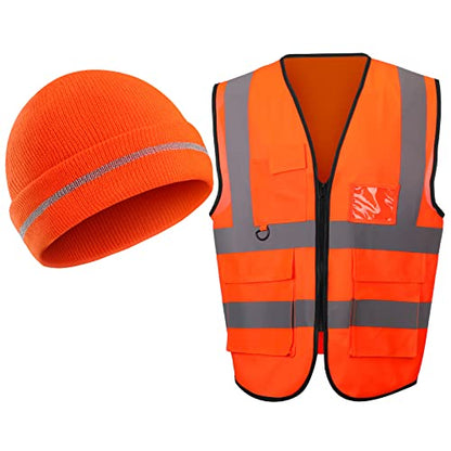 Funtery 2 pcs Halloween Orange Hunting Vest High Visibility Safety Clothes