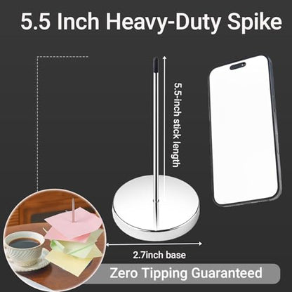 4-Pack Stainless Steel Receipt Spike & Ticket Holder – 5.5 Inch Rustproof Bill Fork for Home, Restaurant, Office – Heavy Duty Ticket Stabber & Receipt Holder Organizer