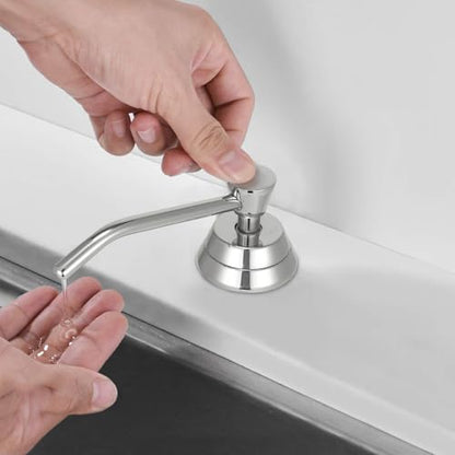 Stardrix Heavy Duty Brass Countertop Liquid Soap Dispenser, Commercial Grade Top Fill Built-in Soap Dispenser with 34 oz/ 1L Bottle for Bathroom, Kitchen, Public Restroom, Chrome Finish, 4” Spout - size: 4” Spout