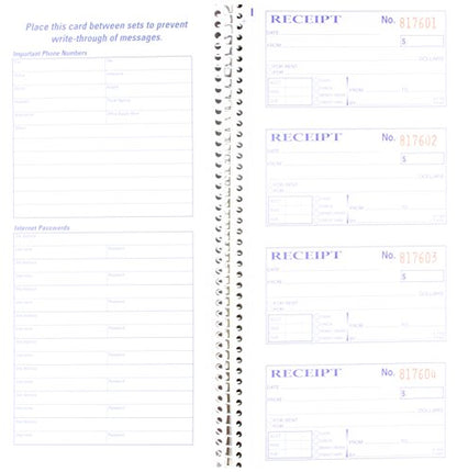 Adams SC1152PK Money Receipt Book,Spiral,2-Part,5 1/4 inches x 11 inches (Pack of 5) (Packaging may vary)