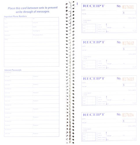 Adams SC1152PK Money Receipt Book,Spiral,2-Part,5 1/4 inches x 11 inches (Pack of 5) (Packaging may vary)