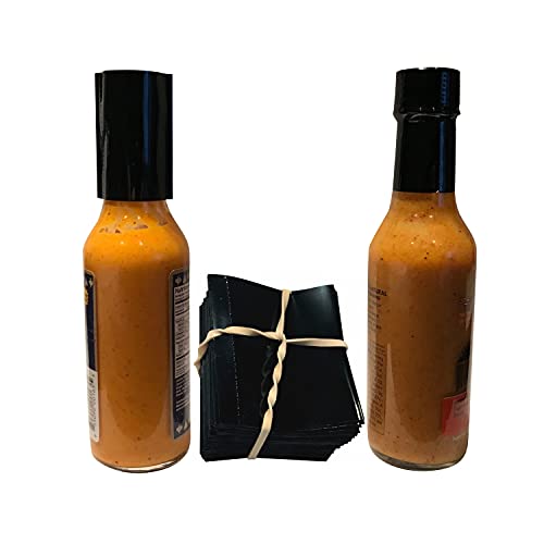 45 x 52 mm BLACK Perforated Shrink Band for Hot Sauce Bottles and Other Liquid Bottles Fits 3/4" to 1" Diameter - Pack of 250 - color: A) Pack of 250