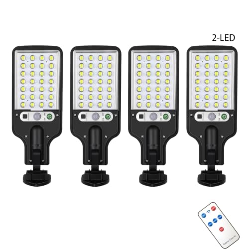 Solar wall Lights Outdoor, Solar Lights Outdoor Wide Angle Solar Flood Lights Motion Sensor Dusk to Dawn Remote Control Waterproof IP66, Parking Lot Lights Commercial for Yard (4, COB)