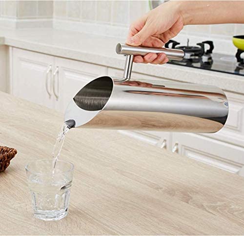 Stainless Steel Water Pitcher Carafe with Ice Guard 70 Ounces Capacity Chrome Plated Mirror Finish by MUGLIO - color: Silver, size: 70 Ounces