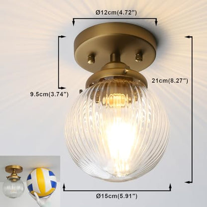 Yosoan Antique Striped Glass Indoor Flush Mount Hallway Ceiling Light - color: Antique