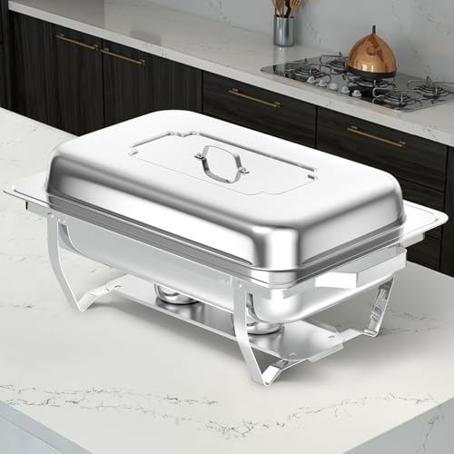 Chafing Dishes for Buffet, 8 Qt Food Warmers 4 Pack 4 Pans Silver - color: Silver