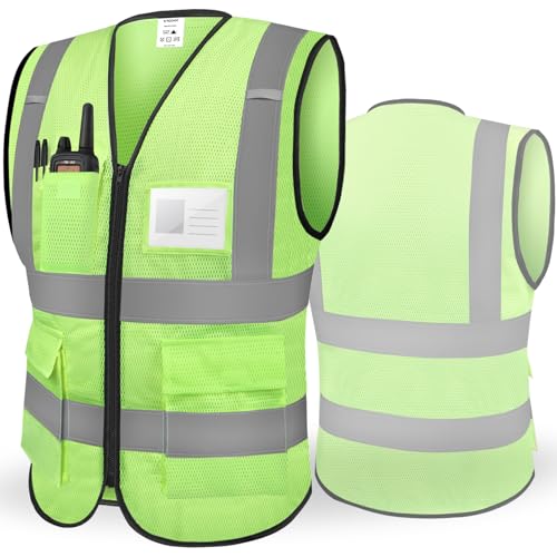 TICONN High Visibility Reflective Safety Vest for Men & Women, ANSI Class 2 - color: Green, size: Small
