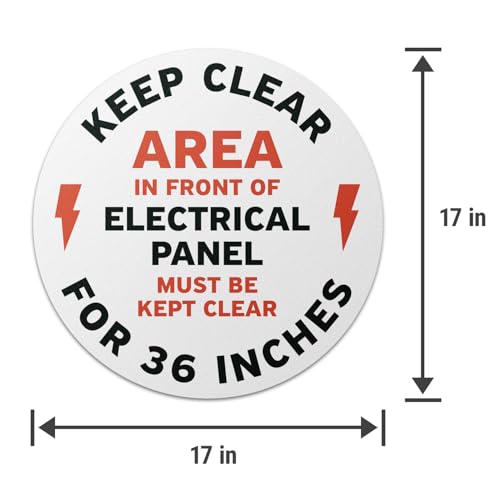 17" x 17" Round "Electrical Panel Keep Clear" Floor Sign Sticker For Electricians, Circuit Breakers - 2 Pack - color: Electrical Panel Keep Clear, size: 2 Pack