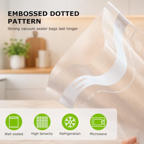Bonsenkitchen Precut Vacuum Bags 120 Quart 8" x 12" - size: 8" x 12" 120pcs