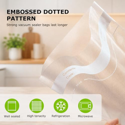 Bonsenkitchen Precut Vacuum Bags 120 Quart 8" x 12" - size: 8" x 12" 120pcs