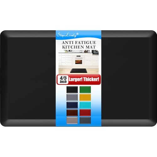 4/5 Inch Thick Kitchen Mat - Cushioned Anti Fatigue Mats for Kitchen Floor - Easy to Clean, Waterproof, Non-Slip Kitchen Rug for Sink, Office, Kitchen (22''x36'' Black) - color: Black, size: 36"L x 22"W x 0.8"Th
