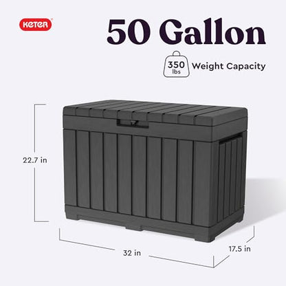Keter Kentwood 50 Gal Outdoor Storage Box and Patio Side Table - color: Dark Grey