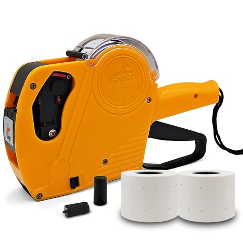 JayCo Pro x MoTEX Labels 1 Line 8 Digits Price Tag Gun Kit - Includes MoTEX 4,500 White Blank Labels and 1 Pre-Loaded Inker with 1 Ink Refill - for Grocery Store, Retail Shop, Garage Sale