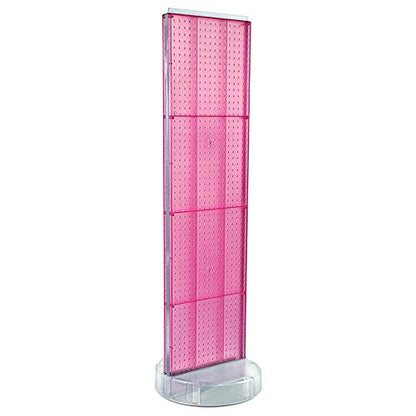 Azar Displays 700780 TWO-SIDED PEGBOARD FLOOR DISPLAY W/C-CHANNEL SIDES ON REVOLVING ROUND STUDIO BASE. PANEL SIZE: 16"W X 60"H, (Pink Blossom) - color: Pink