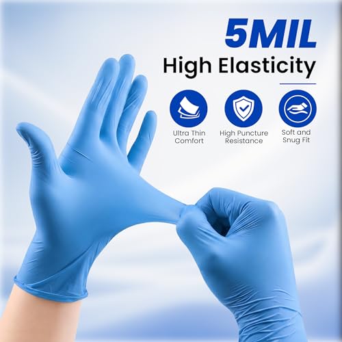 Nitrile Disposable Gloves 5 Mil, X-Large, 100 Count - color: Blue, size: X-Large