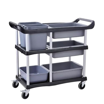 3 Tier Utility Cart Heavy Duty 330lbs Capacity Rolling Service Cart Utility Carts with Wheels Storage Cart Restaurant Supplies Great for Hotel,Kitchen,Laundry Room,Siz:41x18.3x37 - size: 41X18.1X37IN