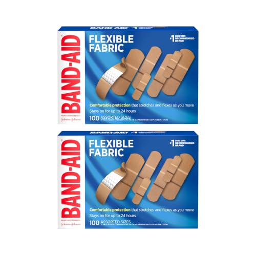 BAND-AID Brand Flexible Fabric Adhesive Bandages, Assorted, 2 x 100 Count - size: 100 Count (Pack of 2), style: Assorted Sizes