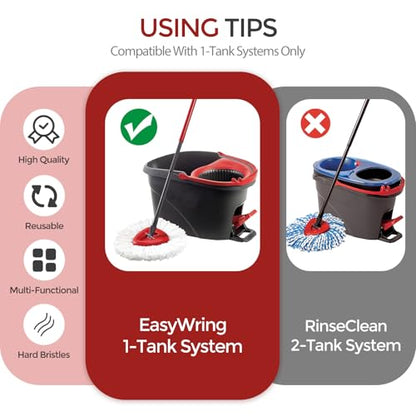 2 Pack Replacement Scrub Brush Head Compatible for EasyWring 1-Tank System - size: 1-TANK Scrub Brush (2pcs)