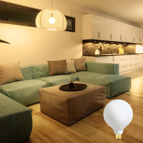 Leools LED Light Bulb G40/G125 Dimmable Flick-Free Matt White 4W Warm White 2700k CRI95 438LM, 40W Equivalent Vintage LED Edison Globe Light Bulb,E26 Standard Base, 2 Pack - color: 4w=40w 2700k 2pcs