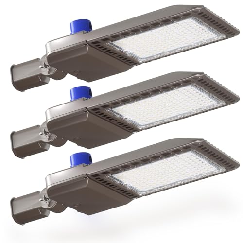 YXL LED Parking Lot Light, 200W Light with Dusk to Dawn Photocell, 28000LM 5000K, Slipfitter Mount, IP65 Waterproof, LED Area Light for Parking Lot, Driveway, Street, Yard and Stadium, 3 Pack - size: 200W Slipfitter 3Pack