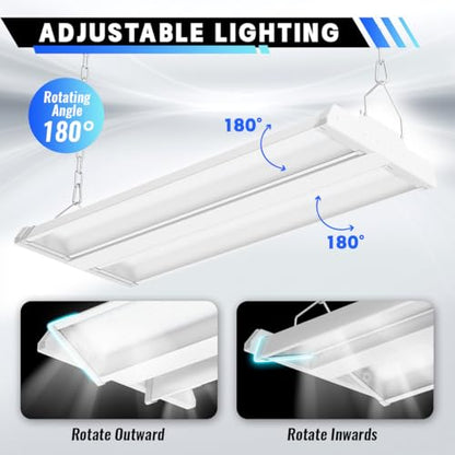 Allsmartlife LED Linear High Bay Shop Light 2-Pack, 200W 27000LM 5000K Daylight 0-10V Dimmable, Adjustable Led High Bay Lighting Fixtures for Garage Warehouse Workshop ETL