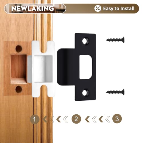 T-Shape Door Strike Plate, Matte Black, 2-1/8'' Hole Spacing - color: Matte Black
