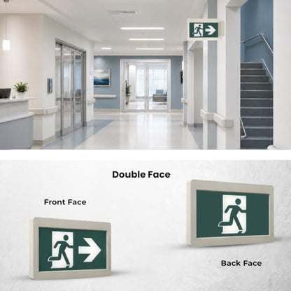 Nothing But LEDs Green Running Man LED Exit Sign with Battery Backup, White | Emergency Exit Light with Double Face, Commercial Grade, 120/347V, Hardwired Exit Lights for Business Indoor, UL, 4-Pack - size: Pack of 4
