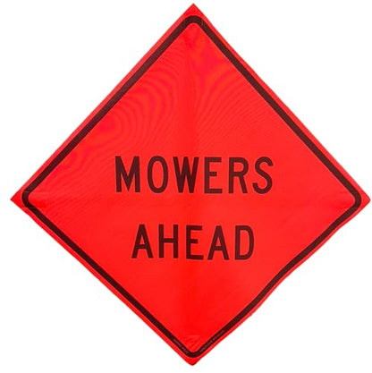 36"x36" Mowers Ahead Orange Mesh Roll-Up Signs 4-Pack - color: Mowers Ahead