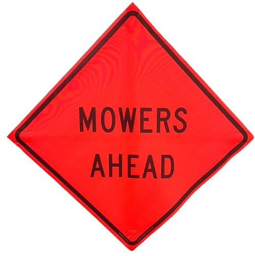 36"x36" Mowers Ahead Orange Mesh Roll-Up Signs 4-Pack - color: Mowers Ahead