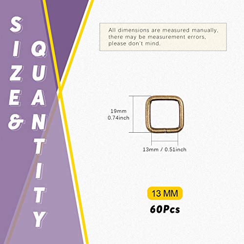Swpeet 60Pcs Heavy Duty Metal Rectangle Ring - color: Bronze, size: 5/4 Inch