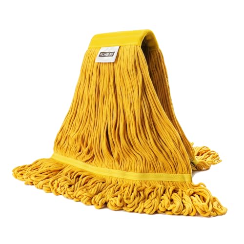 Mop Head Replacement,Commercial Mop Heads,Cotton Washable Industrial Mop Head,6 Inch Heavy Duty Mop Heads,Wet Industrial Cleaning Mop Head for Home,Industrial and Commercial Use Clean（Yellow） - color: Yellow, size: 1 Pack