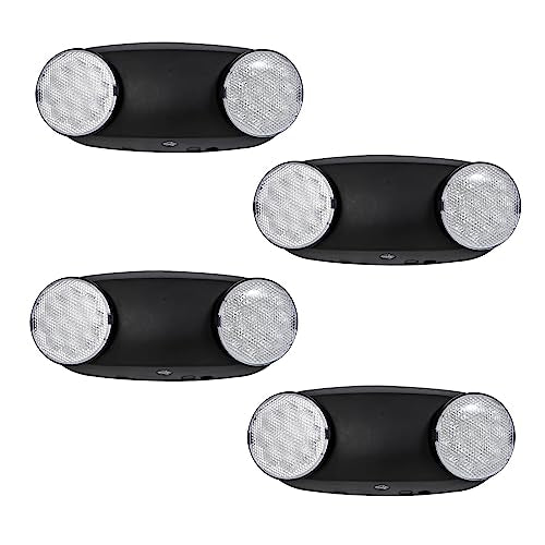 TANLUX LED Emergency Lights with Battery Backup, Two Head Adjustable Commercial Emergency Lights - 4 Pack(Black) - color: Black, size: 4 Pack
