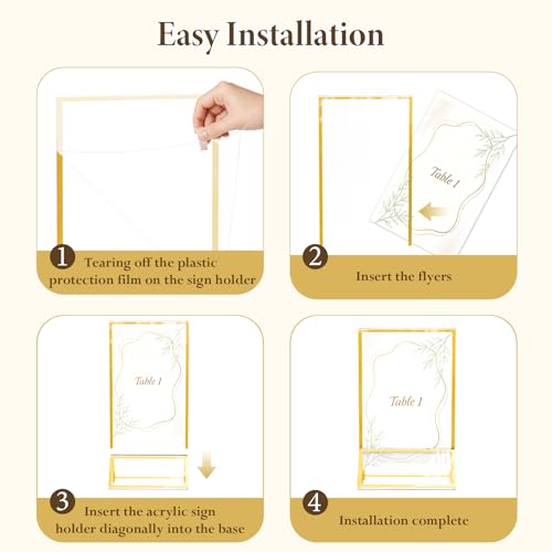5"x7" Clear Acrylic Tabletop Sign Holder with Gold Frame, 6 Pack - size: 5"× 7"-6 Pack