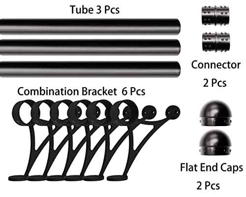 19 ft Stainless Steel Bar Foot Rail Kit, 2" OD 304 Stainless Tubing Set with Combination Brackets, End Caps & Internal Connector, Matte Black Finish Heavy Duty Footrest for Home Bar, Pub & Restaurant - size: 19 ft (76 in x 3), style: Domed End Cap
