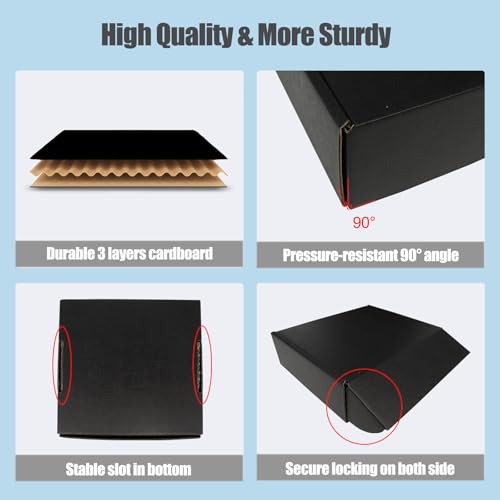 4x4x1 Shipping Box 50 Pack, Black Mailing Boxes for Small Business Gift Boxes with Lids Flat Corrugated Cardboard Box Cute Cheap Packaging Mini Jewelry Literature Mailer - size: 4"x4"x1", style: 50 Pack - Black