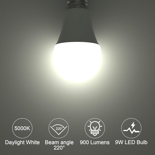ORALUCE E26 LED Light Bulb 60 Watt, A19 9W 5000K Daylight White, 6 Pack - color: Daylightwhite, size: 6 Count (Pack of 1)