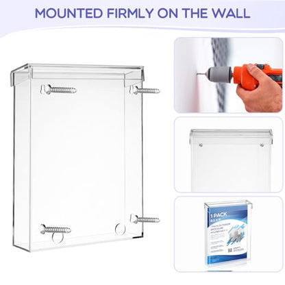Thyle 8.5” x 11” Outdoor Brochure Holder Waterproof Wall Mount Lid, Clear - color: Clear
