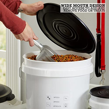 United Solutions 5 Gallon Airtight Pet Food Storage, 2 Pack, White/Black - size: (Pack of 2)